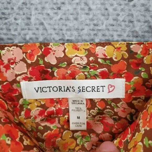 Y2K Victoria Secret Women's Babydoll Orange Floral Adjustable Strap Micro Dress - Picture 5 of 6